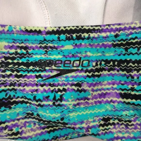 Speedo Swim Bathing Suit Women's 8 Blue Teal Purple Vacation Beach Lake Sporty - Picture 8 of 12